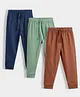 Orange Sugar 100% Cotton Knit Pack Of 3 Solid Joggers - Multi Colour