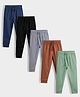 Orange Sugar 100% Cotton Knit Pack Of 5 Solid Joggers - Multi Colour