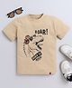 tiny toonzzz Cotton Knit Half Sleeves Roar Text Printed Tee - Beige