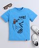 tiny toonzzz Cotton Knit Half Sleeves Roar Text Printed Tee - Blue