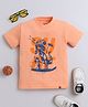 tiny toonzzz Cotton Knit Half Sleeves Dinosaur Printed Tee - Peach