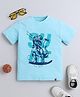 tiny toonzzz Cotton Knit Half Sleeves Dinosaur Printed Tee - Sky Blue