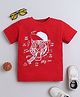tiny toonzzz Cotton Knit Half Sleeves Tiger Printed Tee - Red