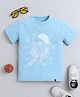 tiny toonzzz Cotton Knit Half Sleeves Tiger Printed Tee - Light Blue
