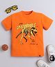 tiny toonzzz Cotton Knit Half Sleeves Dinosaur Printed Tee - Orange