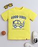 tiny toonzzz Cotton Knit Half Sleeves Car Printed Tee - Yellow
