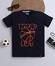tiny toonzzz Cotton Knit Half Sleeves Dunk Life Text Printed Tee - Black