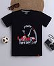 tiny toonzzz Cotton Knit Half Sleeves Car Printed Tee - Black