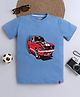 tiny toonzzz Cotton Knit Half Sleeves Car Printed Tee - Light Blue