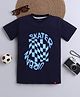 tiny toonzzz Cotton Knit Half Sleeves Skater Urban Text Printed Tee - Navy Blue