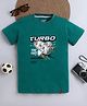 tiny toonzzz Cotton Knit Half Sleeves Turbo Text Printed Tee - Green