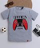 tiny toonzzz Cotton Knit Half Sleeves Gamer Mode Text Printed Tee - Grey