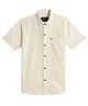 Charchit Cotton Woven Half Sleeves Striped Shirt - Cream