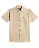 Charchit Cotton Woven Half Sleeves Striped Shirt - Khaki