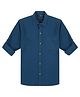 Charchit Linen Woven Full Sleeves Solid Shirt - Navy Blue