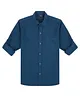 Charchit Linen Woven Full Sleeves Solid Shirt - Navy Blue