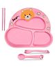 FunBlast Bear Theme BPA free Bamboo Dinnerware Set for Kids  Pink