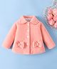 Mark & Mia Full Sleeves Fur Winter Jacket With Bow Applique - Peach
