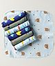 OHMS Interlock Knit Wash Cloths Sea Life & Animal Print Pack of 7 L 22 x B 21.5 cm - Light Blue & Navy Blue