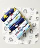 OHMS Interlock Knit Wash Cloths Penguin & Sea Life Print Pack of 7 L 22 x B 21.5 cm - Blue & Light Blue
