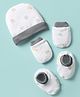 OHMS Interlock Knit Cap Mittens & Booties Set With Animal Print White - Diameter 9.5 cm