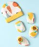 OHMS Interlock Knit Cap Mitten & Booties Set with Fruit Print White & Yellow - Diameter 9 cm