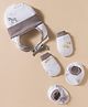 OHMS Interlock Knit Cap Mitten & Booties Set with Jungle Theme Print White - Diameter 10.5 cm