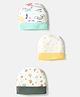 OHMS Interlock Knit Caps with Floral & Animal Print Pack of 3 Multicolor - Diameter 9.5 cm