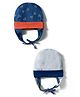 OHMS Interlock Knit Caps with Knot & Ship Print Pack of 2 Blue & Grey - Diameter 12.5 cm