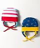 OHMS Interlock Knit Caps with Knot with Stripes & Nautical Print Navy Blue & Red Pack of 2 - Diameter 13.5 cm