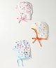 OHMS Interlock Knit Caps with Knot with Vehicle Geometric & Floral Print Pack of 3 White - Diameter 8.5 cm