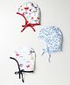 OHMS Interlock Knit Caps with Knot With Animal & Nautical Theme Print Pack of 3 Light Blue & White - Diameter 8.5 cm