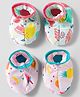 OHMS Interlock Knit Booties Set with Tropical Print Pack Of 2 - Mint & Pink