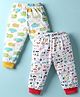 OHMS Single Jersey Knit Full Length Lounge Pants with Vehicle Print Pack of 2 - White & Red