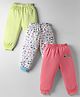 OHMS Single Jersey Knit Full Length Lounge Pant With Vehicle & Stripes Pack Of 3 - Pink White & Light Green