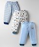 OHMS Single Jersey Knit Full Length Lounge Pant With Vehicle Print Pack Of 3 - White & Light Blue
