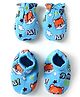 Babyhug 100% Cotton Knit Mittens and Booties Animal Print - Light Blue