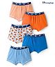 Honeyhap Premium Knit Eco Jiva Finish Trunks With Stripes & Game Theme Pack Of 5 -  Russet Orange Bright White & Indigo Bunting
