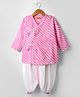 Exclusive from Jaipur Cotton Woven Full Sleeves Kurta Dhoti Set With Leheriya Design - Pink & White