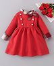 Mark & Mia Full Sleeves Winter Frock With Bow Applique - Red