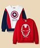 HoneyHap Marvel Terry Knit Full Sleeves Sweatshirts with Avengers Graphics Pack of 2 - Red & White