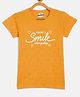 Fort Divine Cotton Lycra Knit Half Sleeves Share Smile Text & Heart Printed Tee - Musterd
