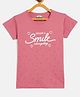 Fort Divine Cotton Lycra Knit Half Sleeves Share Smile Text & Heart Printed Tee - Brick