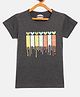 Fort Divine Cotton Lycra Knit Half Sleeves Hearts Printed Tee - Dark Grey