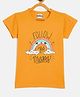 Fort Divine Cotton Lycra Knit Half Sleeves Follow Your Dreams Text Printed Tee - Mustard