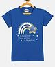 Fort Divine Cotton Lycra Knit Half Sleeves Rainbow Printed Tee - Royal Blue
