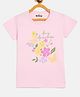 Fort Divine Cotton Lycra Knit Half Sleeves Floral Printed Tee - Light Pink