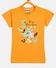 Fort Divine Cotton Lycra Knit Half Sleeves Floral Printed Tee - Mustard
