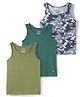 Honeyhap Premium Knit Sleeveless Vests With Bio Finish & Camouflage Print Pack of 3 - Cadmium Green Bright White & Iguana