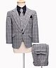 Rikidoos Full Sleeves Checked 4 Piece Party Suit With Tie Set - Black & Grey